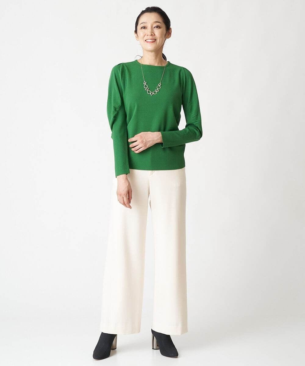 PHFAV57190 GEORGES RECH(小さいサイズ)(メゾン ドゥ サンク) レーヨンストレッチギャザースリーブニット[洗える] ピンク