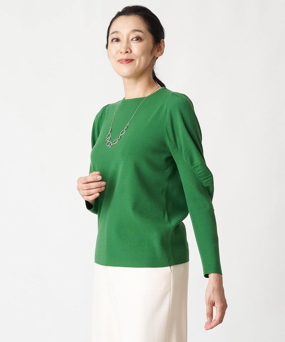 PHFAV57190 GEORGES RECH(小さいサイズ)(メゾン ドゥ サンク) レーヨンストレッチギャザースリーブニット[洗える] ピンク