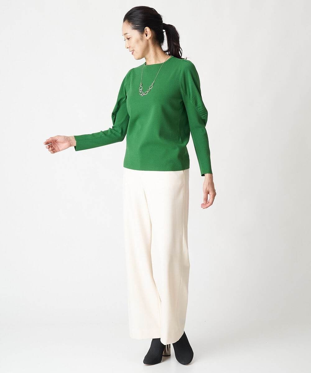 PHFAV57190 GEORGES RECH(小さいサイズ)(メゾン ドゥ サンク) レーヨンストレッチギャザースリーブニット[洗える] ピンク