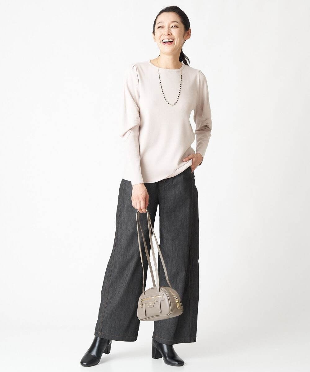 PHFAV57190 GEORGES RECH(小さいサイズ)(メゾン ドゥ サンク) レーヨンストレッチギャザースリーブニット[洗える] ピンク