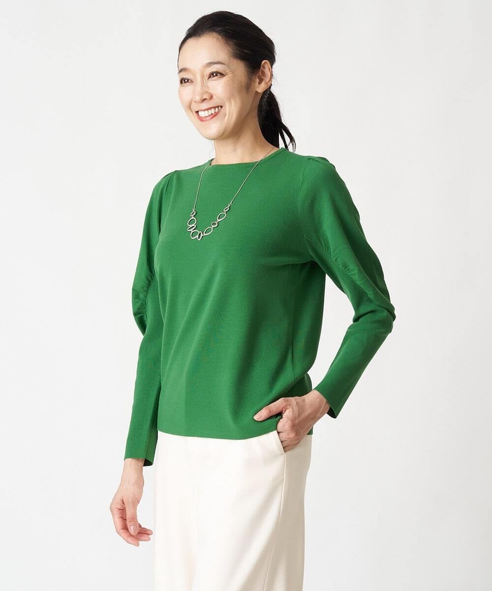 PHFAV57190 GEORGES RECH(小さいサイズ)(メゾン ドゥ サンク) レーヨンストレッチギャザースリーブニット[洗える] ピンク