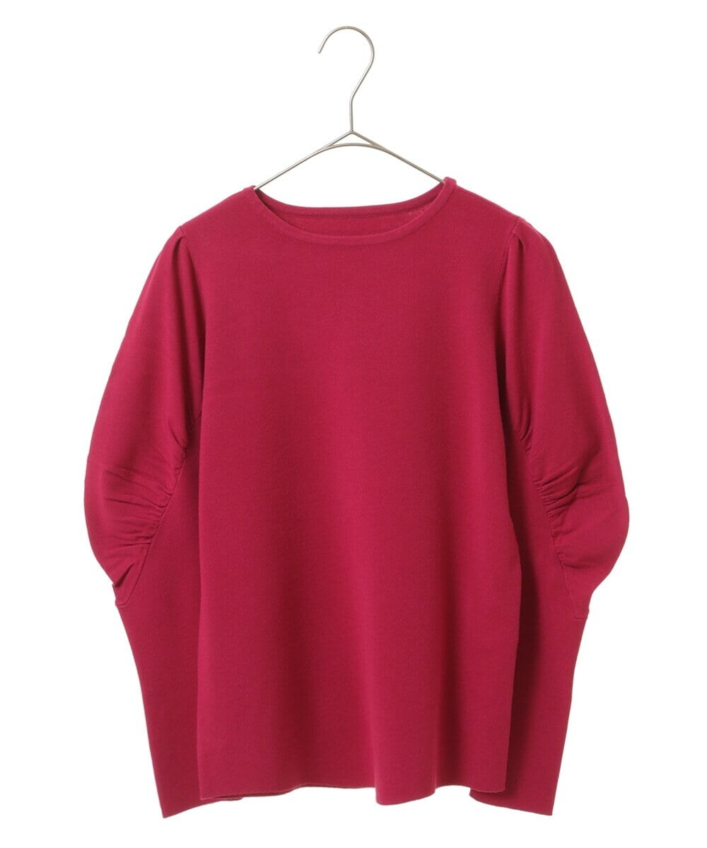 PHFAV57190 GEORGES RECH(小さいサイズ)(メゾン ドゥ サンク) レーヨンストレッチギャザースリーブニット[洗える] ピンク