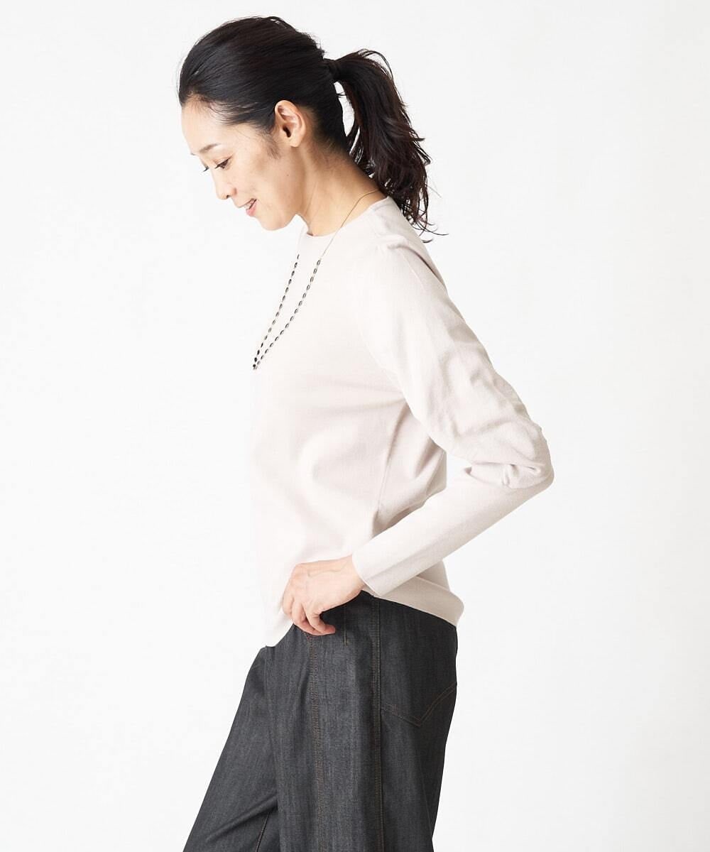 PHFAV57190 GEORGES RECH(小さいサイズ)(メゾン ドゥ サンク) レーヨンストレッチギャザースリーブニット[洗える] ピンク