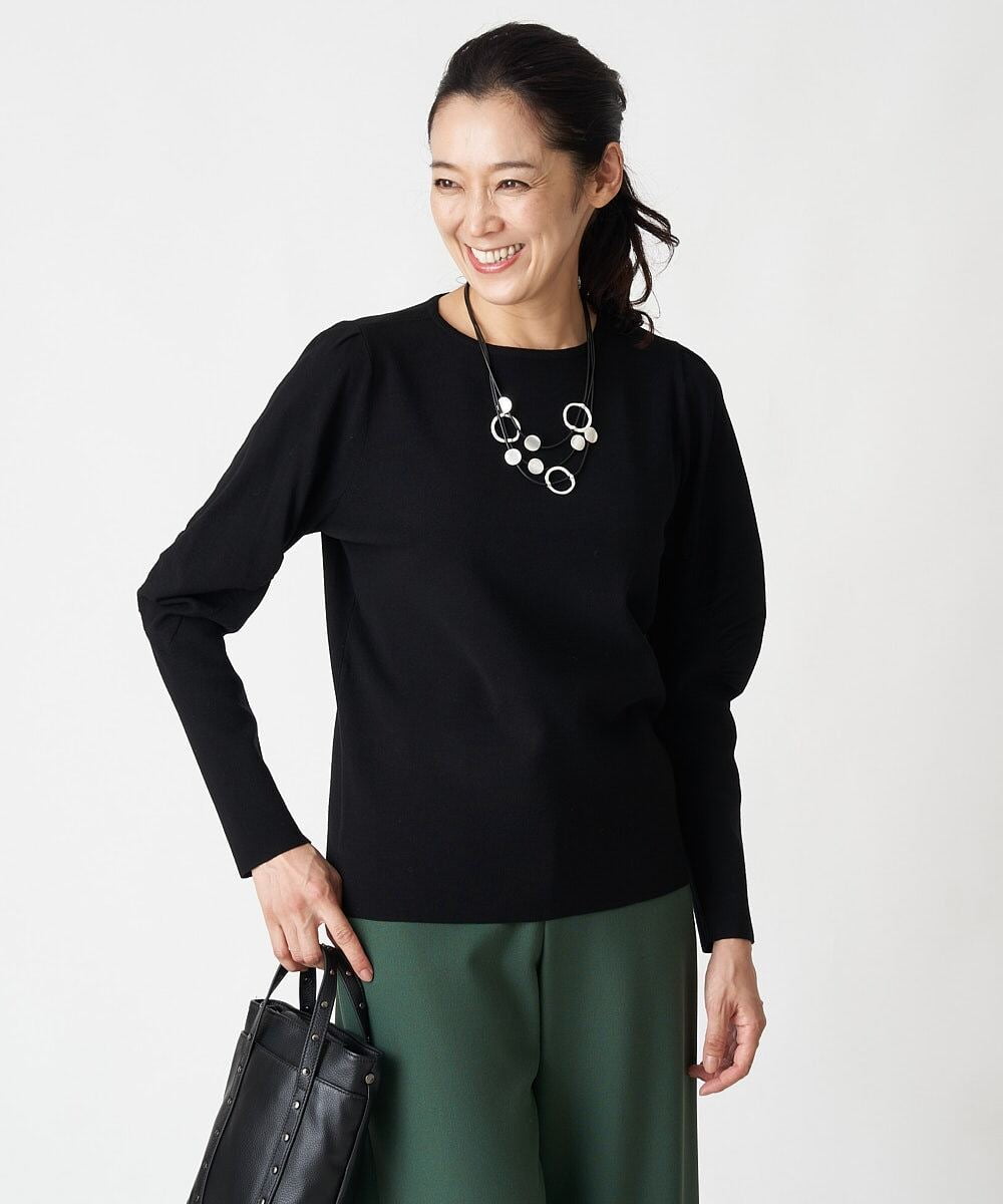 PHFAV57190 GEORGES RECH(小さいサイズ)(メゾン ドゥ サンク) レーヨンストレッチギャザースリーブニット[洗える] ピンク