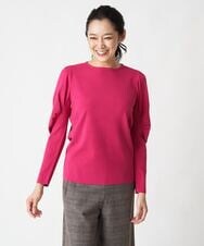 PHFAV57190 GEORGES RECH(小さいサイズ)(メゾン ドゥ サンク) レーヨンストレッチギャザースリーブニット[洗える] ピンク