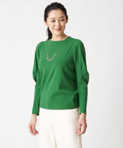 PHFAV57190  レーヨンストレッチギャザースリーブニット[洗える]