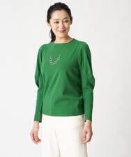 PHFAV57190 GEORGES RECH(小さいサイズ)(メゾン ドゥ サンク) レーヨンストレッチギャザースリーブニット[洗える] グリーン