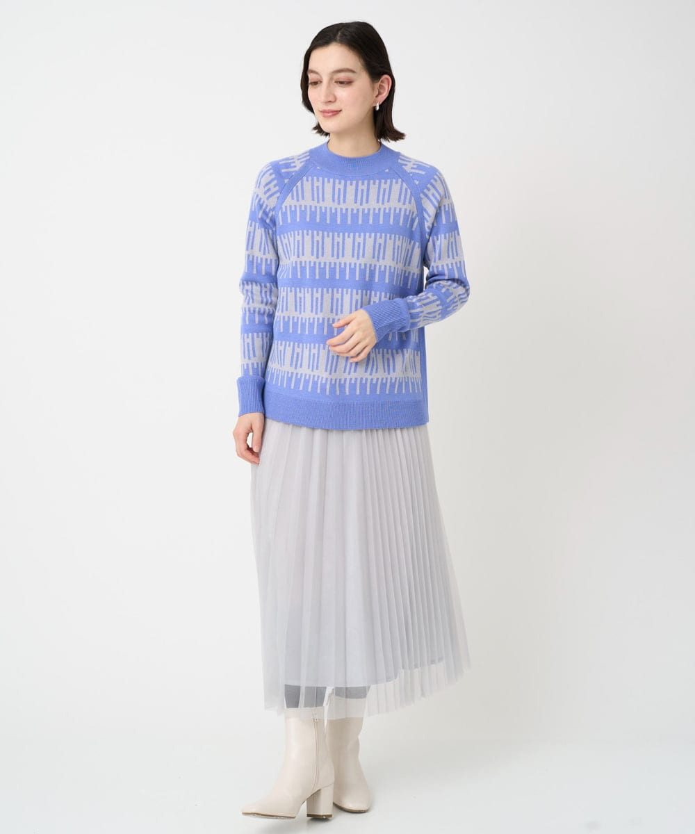 PHFCD56270 GEORGES RECH(小さいサイズ)(メゾン ドゥ サンク) ジオメトリックジャガードウールニット ブルー