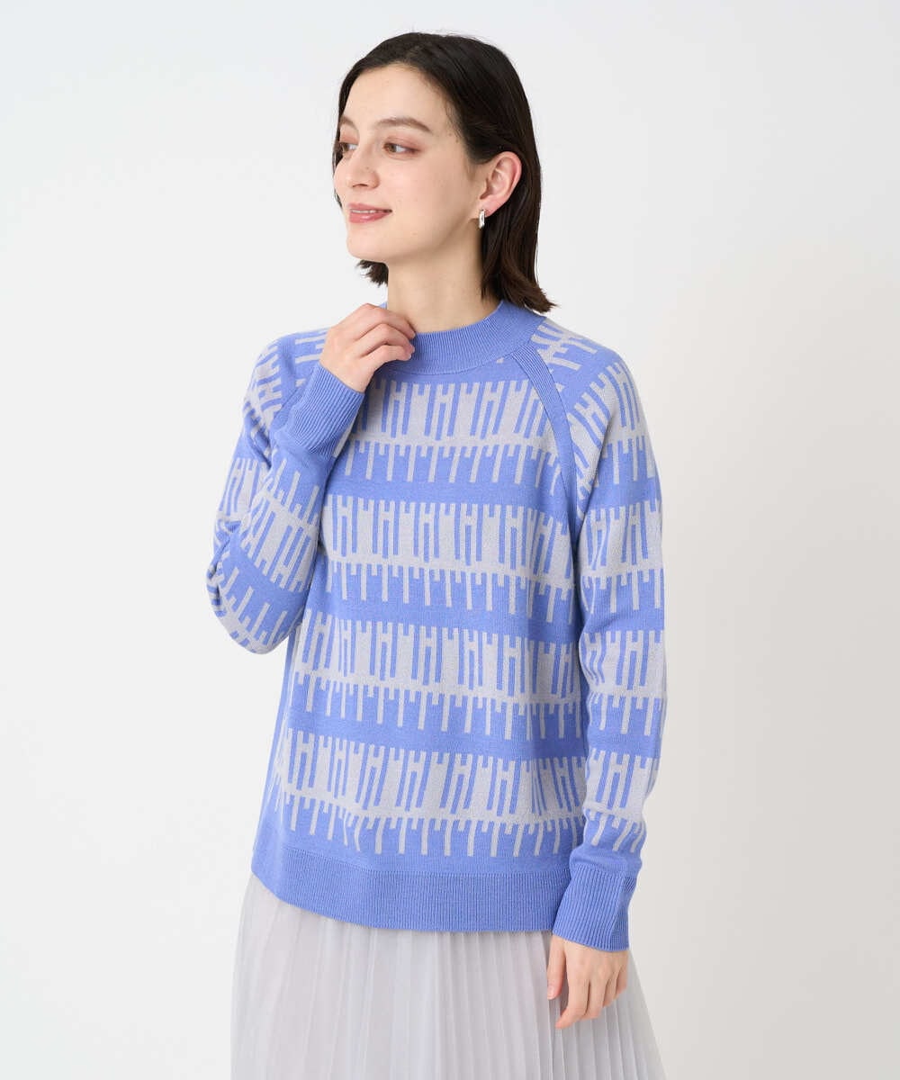 PHFCD56270 GEORGES RECH(小さいサイズ)(メゾン ドゥ サンク) ジオメトリックジャガードウールニット ブルー