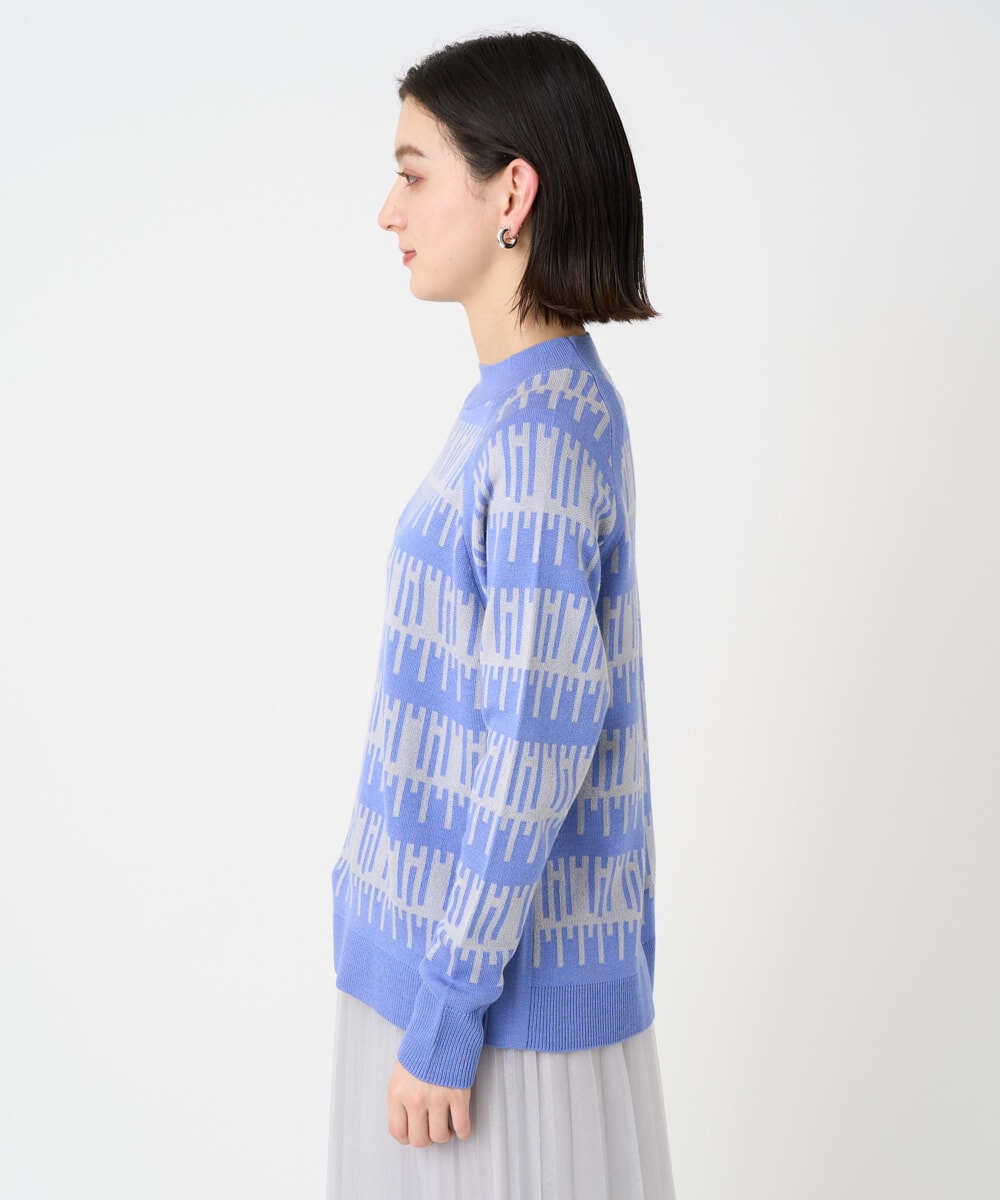 PHFCD56270 GEORGES RECH(小さいサイズ)(メゾン ドゥ サンク) ジオメトリックジャガードウールニット ブルー