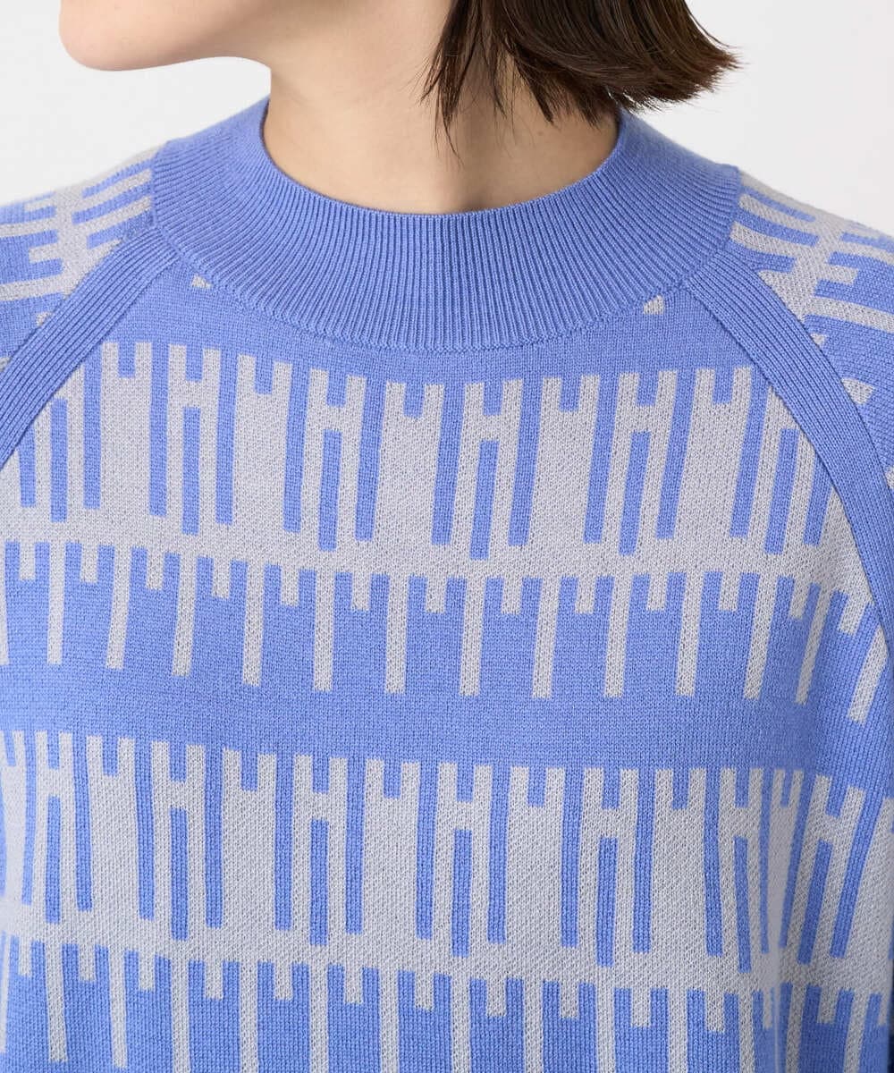 PHFCD56270 GEORGES RECH(小さいサイズ)(メゾン ドゥ サンク) ジオメトリックジャガードウールニット ブルー