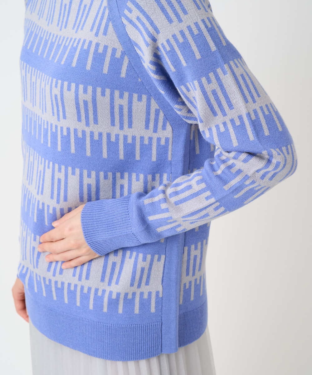 PHFCD56270 GEORGES RECH(小さいサイズ)(メゾン ドゥ サンク) ジオメトリックジャガードウールニット ブルー