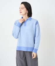 PHFCD58250 GEORGES RECH(小さいサイズ)(メゾン ドゥ サンク) メランジブークレ襟付きニット ライトブルー