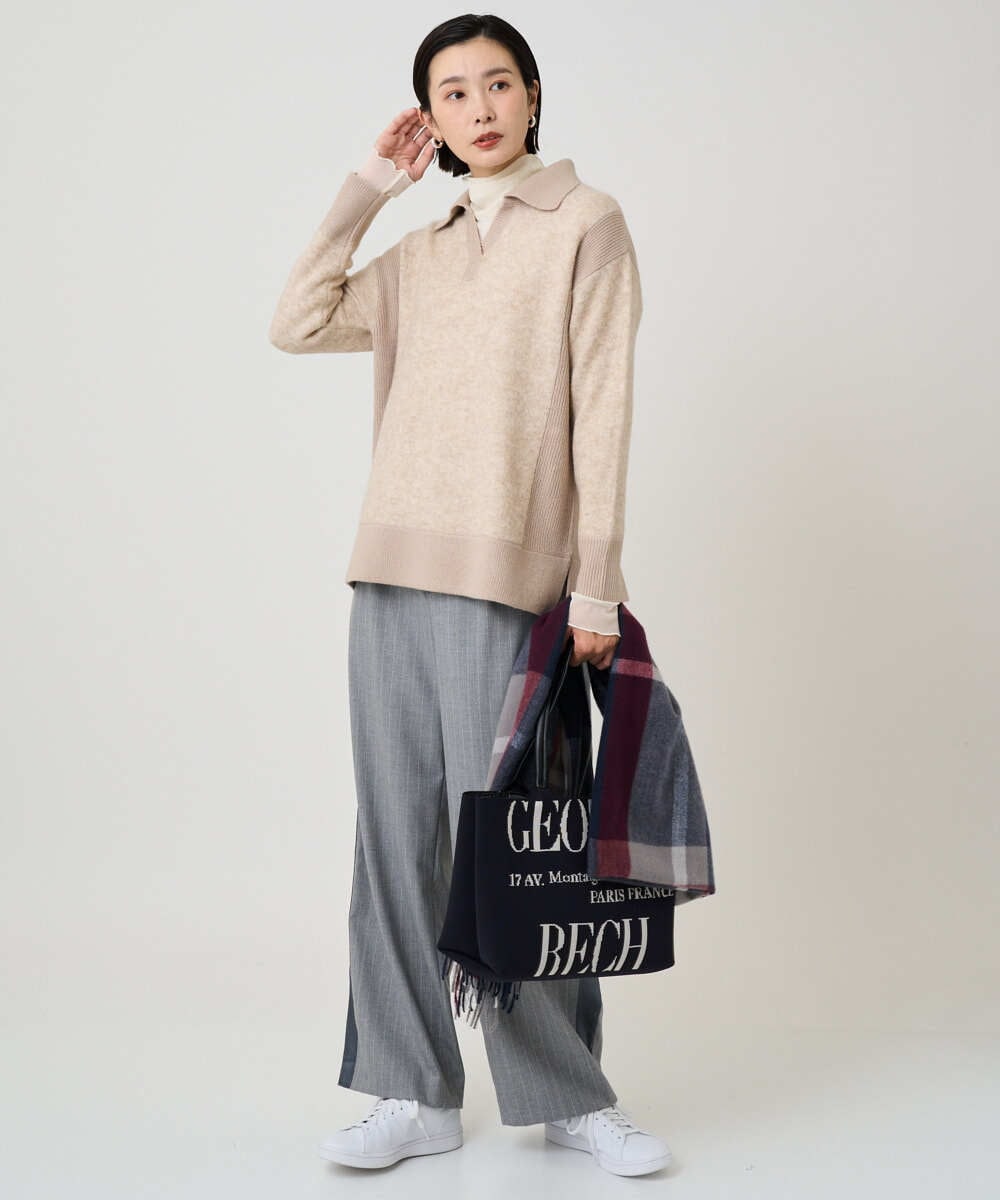 PHFCD58250 GEORGES RECH(小さいサイズ)(メゾン ドゥ サンク) メランジブークレ襟付きニット ライトブルー