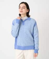 PHFCD58250 GEORGES RECH(小さいサイズ)(メゾン ドゥ サンク) メランジブークレ襟付きニット ライトブルー