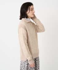 PHFCD58250 GEORGES RECH(小さいサイズ)(メゾン ドゥ サンク) メランジブークレ襟付きニット ライトブルー