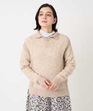 PHFCD58250 GEORGES RECH(小さいサイズ)(メゾン ドゥ サンク) メランジブークレ襟付きニット ライトブルー