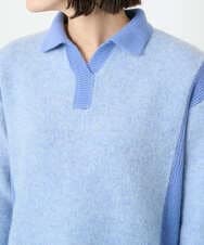 PHFCD58250 GEORGES RECH(小さいサイズ)(メゾン ドゥ サンク) メランジブークレ襟付きニット ライトブルー
