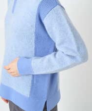 PHFCD58250 GEORGES RECH(小さいサイズ)(メゾン ドゥ サンク) メランジブークレ襟付きニット ライトブルー