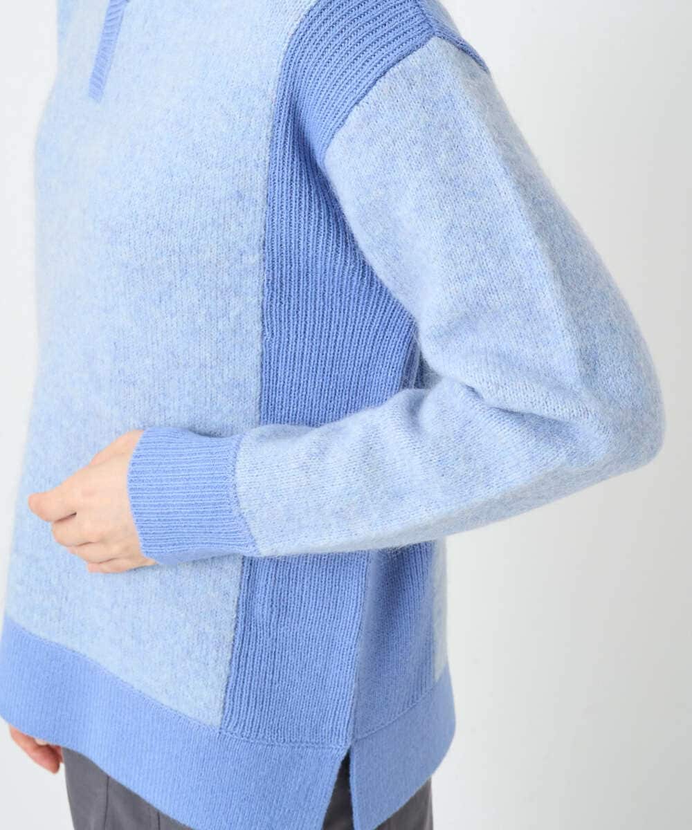 PHFCD58250 GEORGES RECH(小さいサイズ)(メゾン ドゥ サンク) メランジブークレ襟付きニット ライトブルー