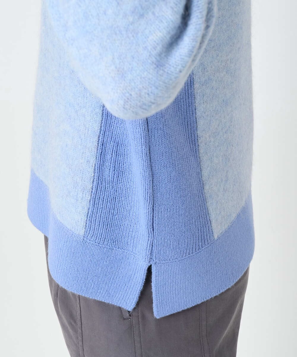 PHFCD58250 GEORGES RECH(小さいサイズ)(メゾン ドゥ サンク) メランジブークレ襟付きニット ライトブルー