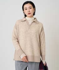 PHFCD58250 GEORGES RECH(小さいサイズ)(メゾン ドゥ サンク) メランジブークレ襟付きニット ベージュ