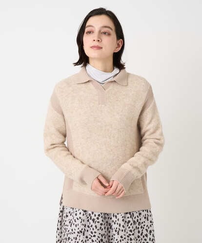 PHFCD58250 GEORGES RECH(小さいサイズ) メランジブークレ襟付きニット