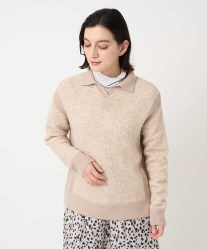 PHFCD58250  メランジブークレ襟付きニット