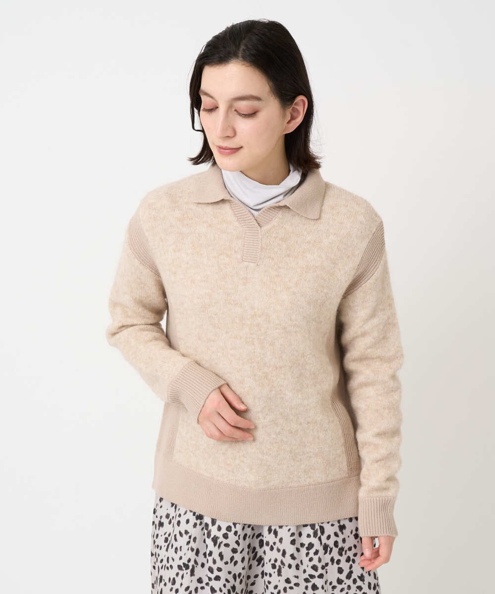 PHFCD58250 GEORGES RECH(小さいサイズ) メランジブークレ襟付きニット