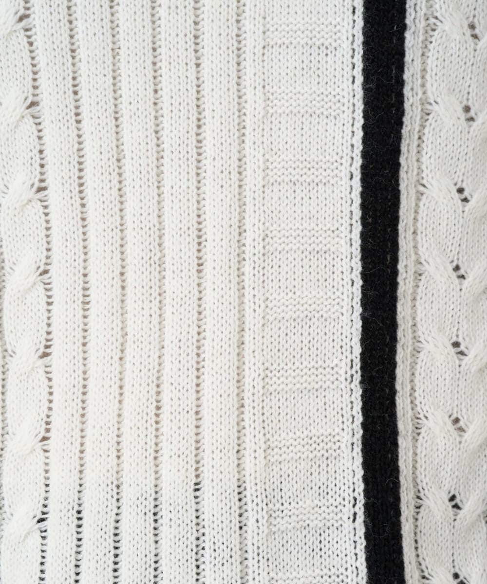 PHFCD59290 GEORGES RECH(小さいサイズ)(メゾン ドゥ サンク) バイカラーストライプケーブルニット ベージュ