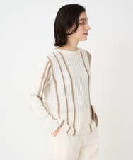 PHFCD59290 GEORGES RECH(小さいサイズ)(メゾン ドゥ サンク) バイカラーストライプケーブルニット ベージュ