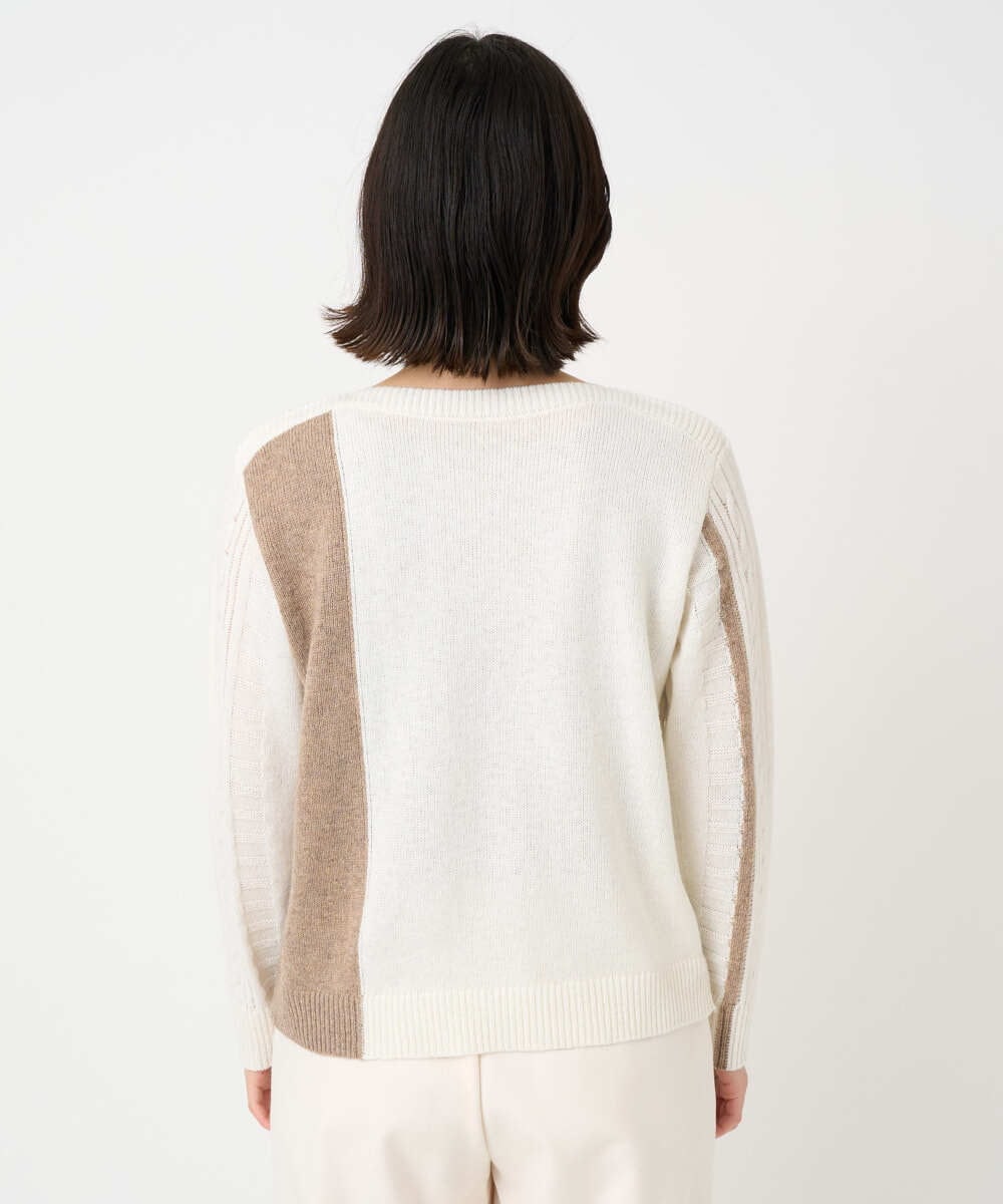 PHFCD59290 GEORGES RECH(小さいサイズ)(メゾン ドゥ サンク) バイカラーストライプケーブルニット ベージュ