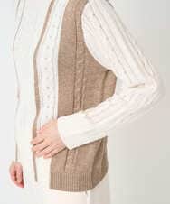 PHFCD59290 GEORGES RECH(小さいサイズ)(メゾン ドゥ サンク) バイカラーストライプケーブルニット ベージュ