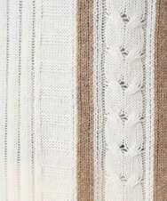 PHFCD59290 GEORGES RECH(小さいサイズ)(メゾン ドゥ サンク) バイカラーストライプケーブルニット ベージュ