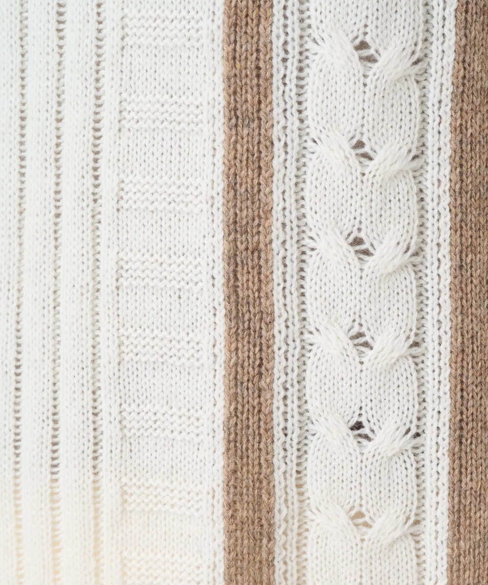 PHFCD59290 GEORGES RECH(小さいサイズ)(メゾン ドゥ サンク) バイカラーストライプケーブルニット ベージュ