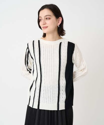 PHFCD59290 GEORGES RECH(小さいサイズ) バイカラーストライプケーブルニット