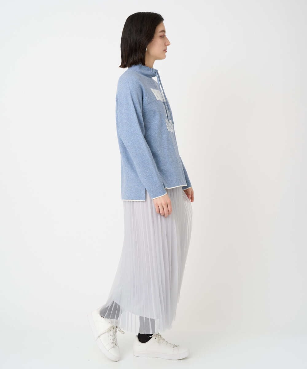 PHFCD61230 GEORGES RECH(小さいサイズ)(メゾン ドゥ サンク) ドロストハイネックロゴニット ライトブルー