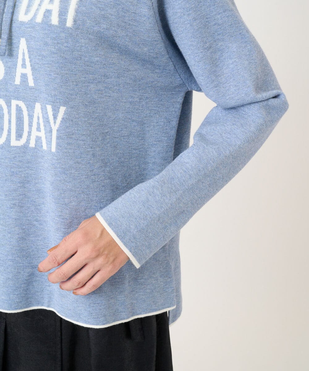 PHFCD61230 GEORGES RECH(小さいサイズ)(メゾン ドゥ サンク) ドロストハイネックロゴニット ライトブルー