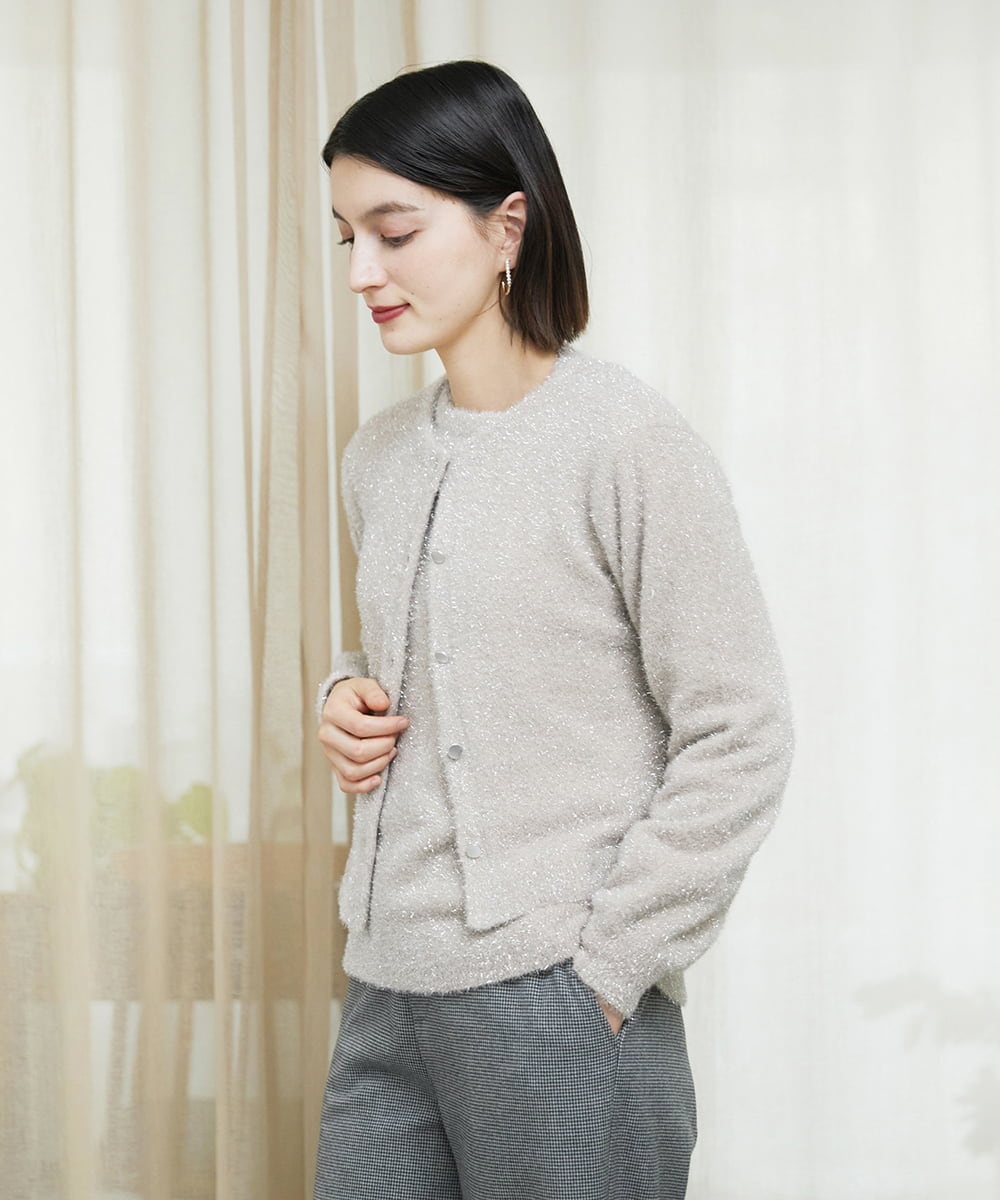 PHFCF51230 GEORGES RECH(小さいサイズ)(メゾン ドゥ サンク) メタリックシャギークルーネックニット ベージュ