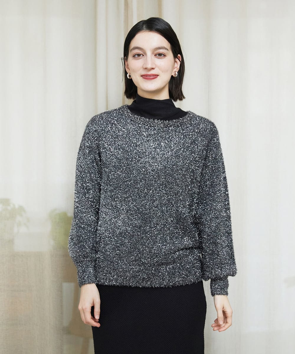 PHFCF51230 GEORGES RECH(小さいサイズ)(メゾン ドゥ サンク) メタリックシャギークルーネックニット ベージュ