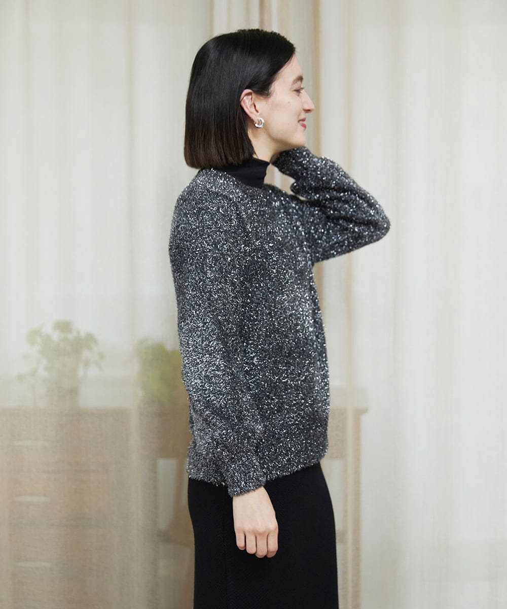 PHFCF51230 GEORGES RECH(小さいサイズ)(メゾン ドゥ サンク) メタリックシャギークルーネックニット ベージュ