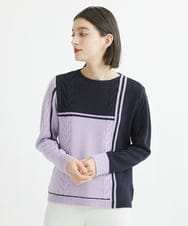 PHFCV04250 GEORGES RECH(小さいサイズ)(メゾン ドゥ サンク)  [日本製]カラーブロックミニボートネックニット ホワイト×ブラック
