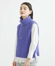 PHFCV08190 GEORGES RECH(小さいサイズ)(メゾン ドゥ サンク) カノコ編オフタートルニットベスト バイオレット