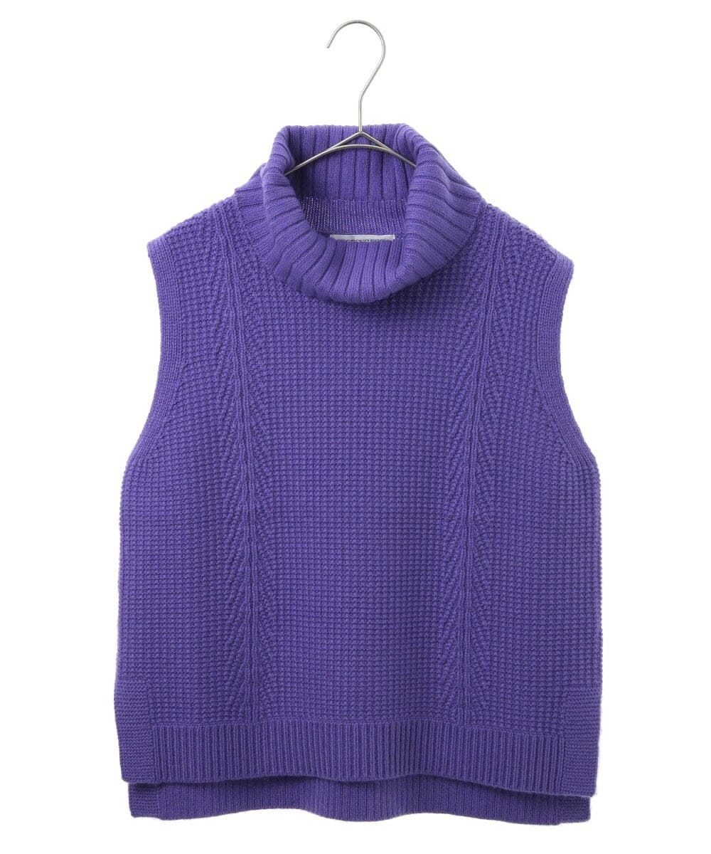 PHFCV08190 GEORGES RECH(小さいサイズ)(メゾン ドゥ サンク) カノコ編オフタートルニットベスト バイオレット