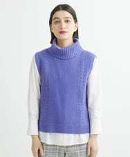 PHFCV08190 GEORGES RECH(小さいサイズ)(メゾン ドゥ サンク) カノコ編オフタートルニットベスト バイオレット