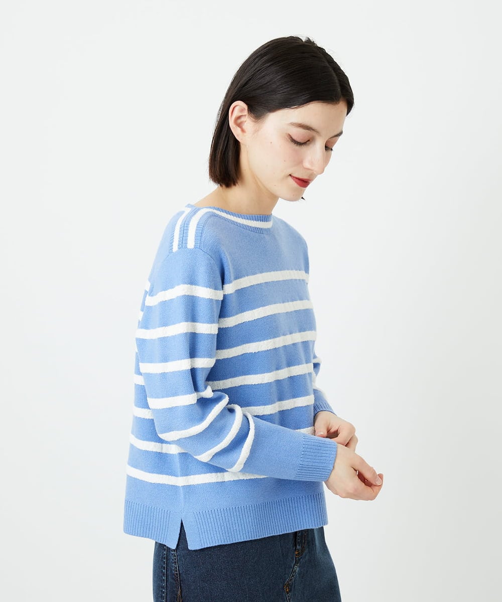 PHFEE04270 GEORGES RECH(小さいサイズ)(メゾン ドゥ サンク) ブークレーボーダーニット アイボリー