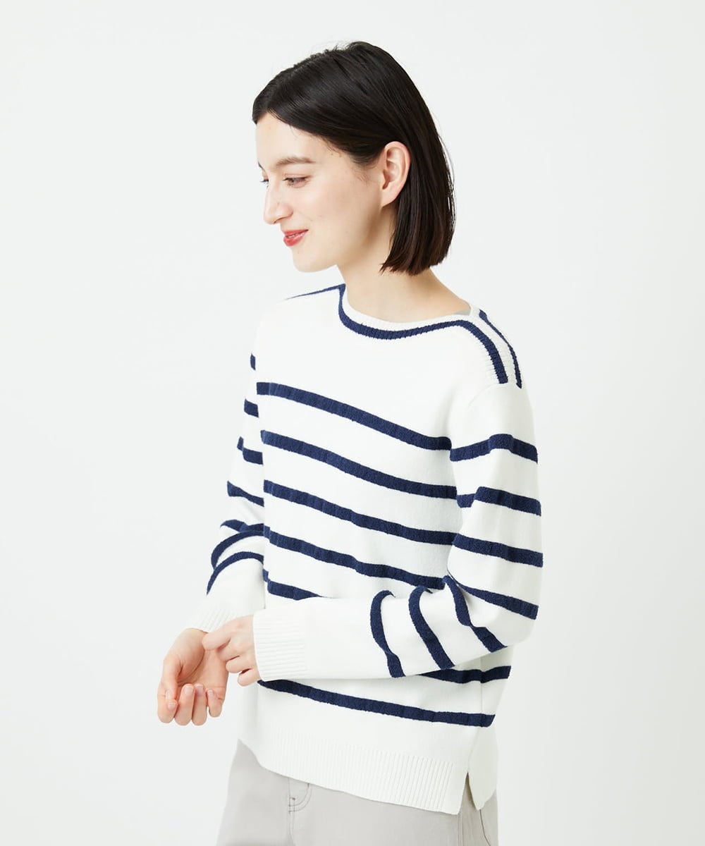 PHFEE04270 GEORGES RECH(小さいサイズ)(メゾン ドゥ サンク) ブークレーボーダーニット アイボリー