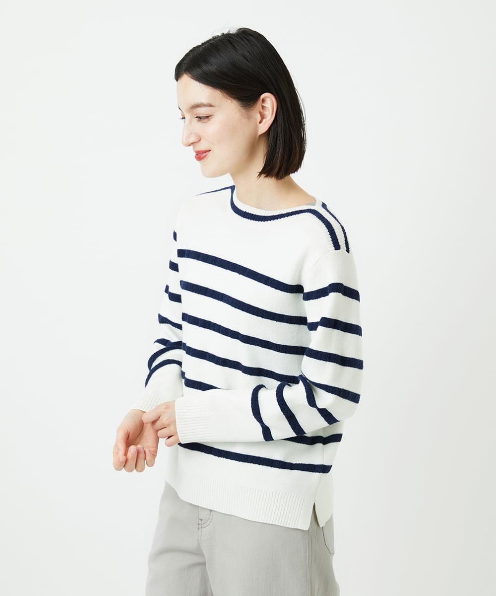 PHFEE04270 GEORGES RECH(小さいサイズ)(メゾン ドゥ サンク) ブークレーボーダーニット アイボリー