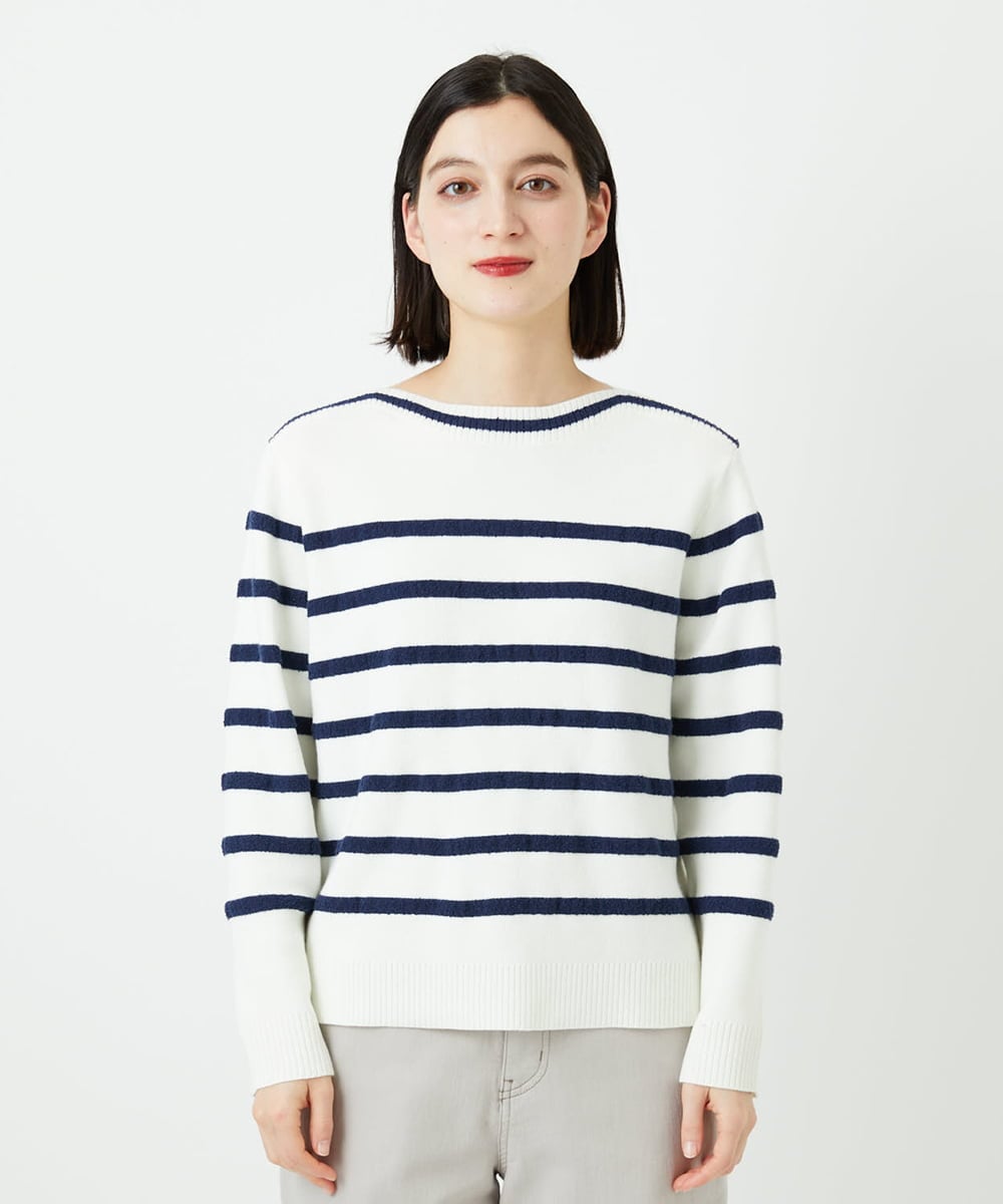 PHFEE04270 GEORGES RECH(小さいサイズ)(メゾン ドゥ サンク) ブークレーボーダーニット アイボリー