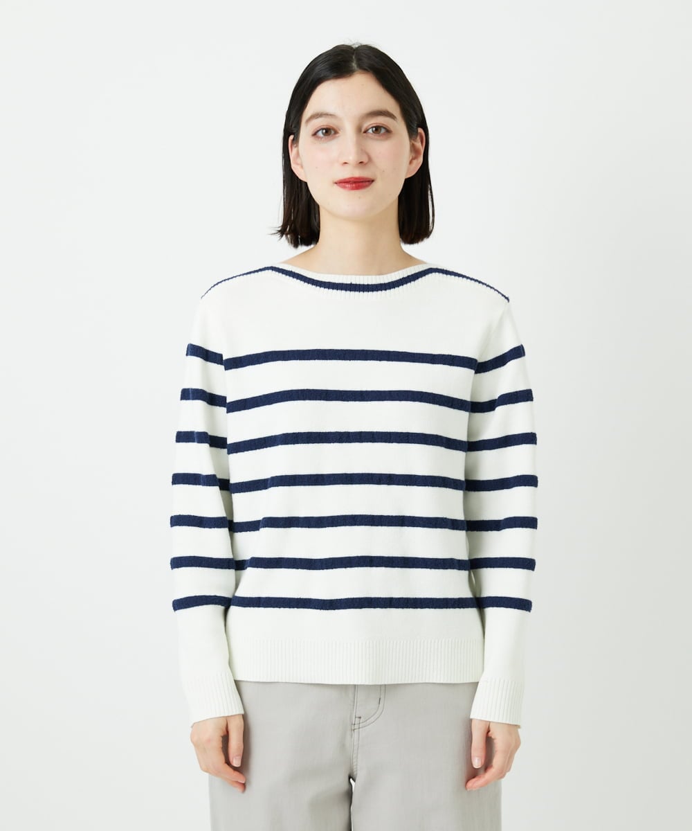 PHFEE04270 GEORGES RECH(小さいサイズ)(メゾン ドゥ サンク) ブークレーボーダーニット アイボリー